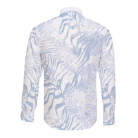 African Zebra Leopard Pattern Long Sleeve Button Shirt Sky Savannah