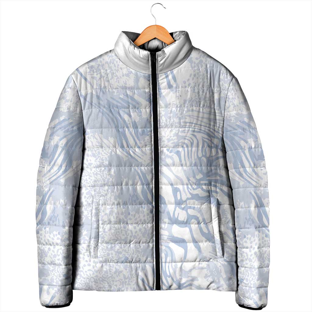 African Zebra Leopard Pattern Padded Jacket Sky Savannah