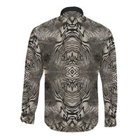 African Zebra Elephant Skin Pattern Long Sleeve Button Shirt