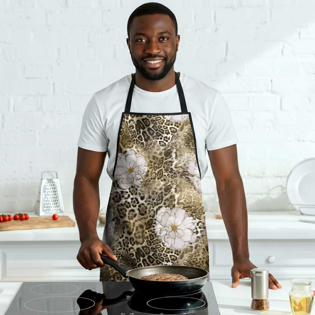African Leopard Floral Pattern Apron Sahara Pearl