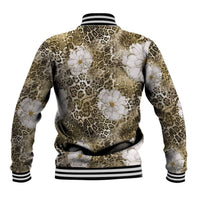 African Leopard Floral Pattern Baseball Jacket Sahara Pearl