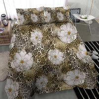 African Leopard Floral Pattern Bedding Set Sahara Pearl