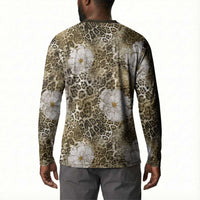 African Leopard Floral Pattern Button Sweatshirt Sahara Pearl