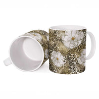 African Leopard Floral Pattern Ceramic Mug Sahara Pearl