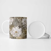 African Leopard Floral Pattern Ceramic Mug Sahara Pearl