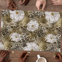 African Leopard Floral Pattern Puzzle Sahara Pearl