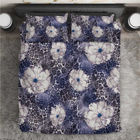 African Leopard Floral Pattern Bedding Set Nile Indigo