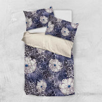 African Leopard Floral Pattern Bedding Set Nile Indigo