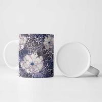 African Leopard Floral Pattern Ceramic Mug Nile Indigo