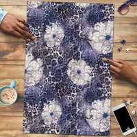 African Leopard Floral Pattern Puzzle Nile Indigo