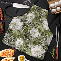 African Leopard Floral Pattern Apron Safari Moss
