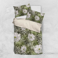African Leopard Floral Pattern Bedding Set Safari Moss