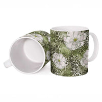 African Leopard Floral Pattern Ceramic Mug Safari Moss