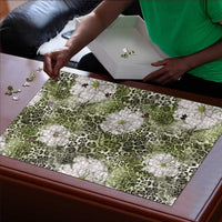 African Leopard Floral Pattern Puzzle Safari Moss