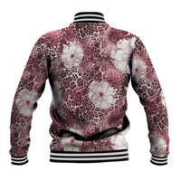 African Leopard Floral Pattern Baseball Jacket Sunset Mauve