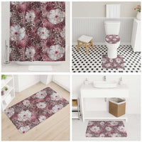 African Leopard Floral Pattern Bathroom Set Sunset Mauve