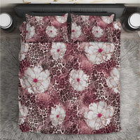 African Leopard Floral Pattern Bedding Set Sunset Mauve