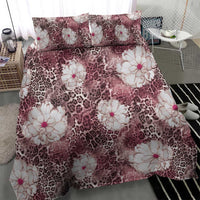 African Leopard Floral Pattern Bedding Set Sunset Mauve