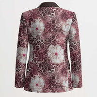 African Leopard Floral Pattern Blazer Sunset Mauve