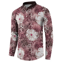 African Leopard Floral Pattern Button Sweatshirt Sunset Mauve