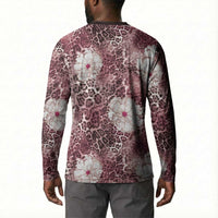 African Leopard Floral Pattern Button Sweatshirt Sunset Mauve