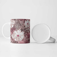 African Leopard Floral Pattern Ceramic Mug Sunset Mauve