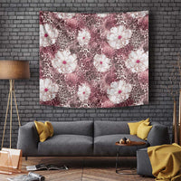 African Leopard Floral Pattern Tapestry Sunset Mauve