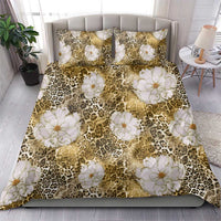 African Leopard Floral Pattern Bedding Set Savannah Gold