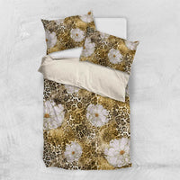 African Leopard Floral Pattern Bedding Set Savannah Gold
