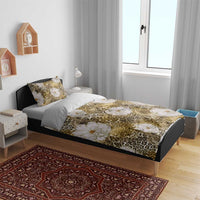 African Leopard Floral Pattern Bedding Set Savannah Gold