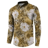 African Leopard Floral Pattern Button Sweatshirt Savannah Gold
