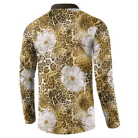 African Leopard Floral Pattern Button Sweatshirt Savannah Gold
