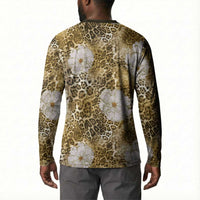African Leopard Floral Pattern Button Sweatshirt Savannah Gold