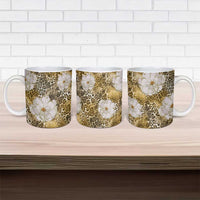 African Leopard Floral Pattern Ceramic Mug Savannah Gold