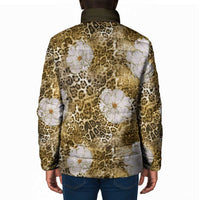 African Leopard Floral Pattern Padded Jacket Savannah Gold