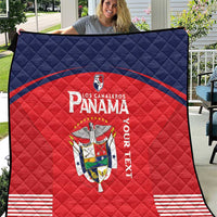 Red and navy quilt with Panama crest, “Panama” text, and quilted diamond stitching.