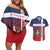 Custom Dominican Republic Football Couples Matching Off Shoulder Short Dress and Hawaiian Shirt Come On Los Quisqueyanos