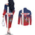 Custom Dominican Republic Football Couples Matching Off The Shoulder Long Sleeve Dress and Long Sleeve Button Shirt Come On Los Quisqueyanos
