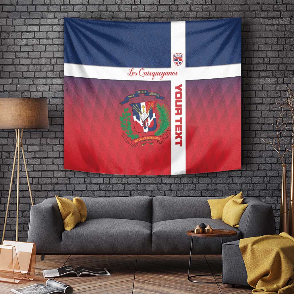 Dominican Republic football tapestry with blue-white-red design and Los Quisqueyanos crest