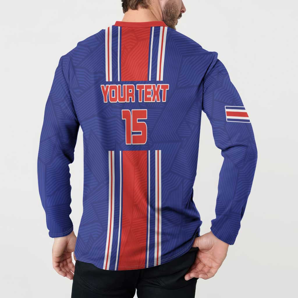 Custom Costa Rica Football Button Sweatshirt Vamos Ticos!