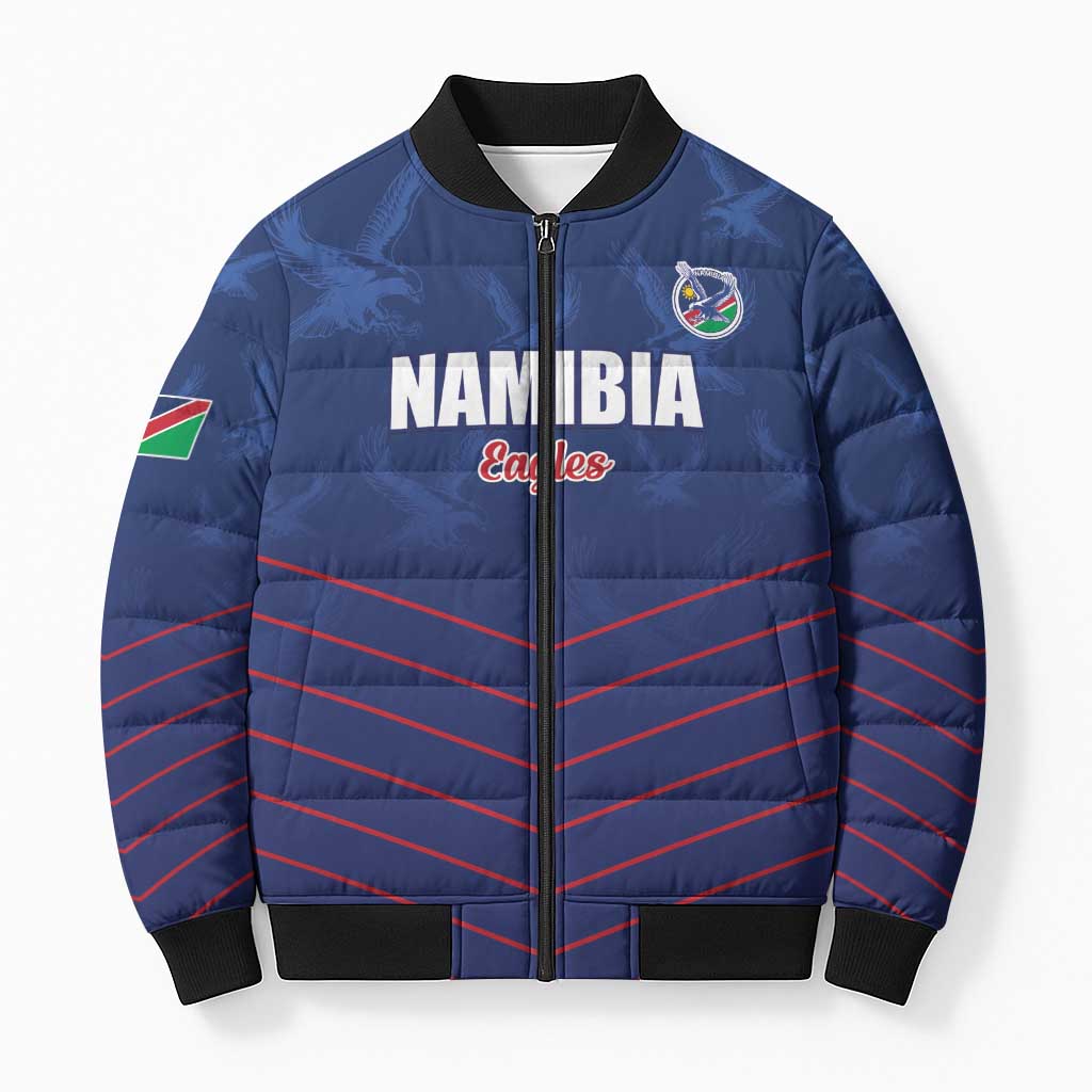 Custom Namibia Cricket Bomber Puffer Jacket Go Eagles Go - Wonder Print Shop