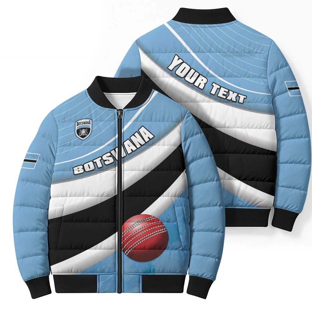 Custom Botswana Cricket Bomber Puffer Jacket Go Baggy Blues - Wonder Print Shop