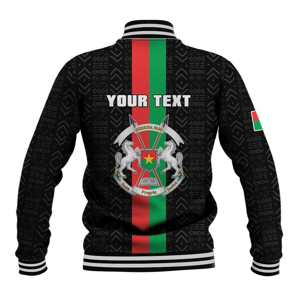 Personalized Burkina Faso Striped Baseball Jacket African Mud Cloth Pattern - Black - Wonder Print Shop