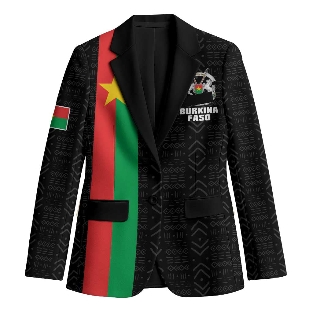 Personalized Burkina Faso Striped Blazer African Mud Cloth Pattern - Black - Wonder Print Shop
