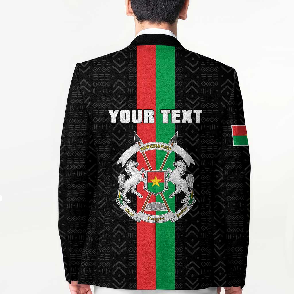 Personalized Burkina Faso Striped Blazer African Mud Cloth Pattern - Black - Wonder Print Shop