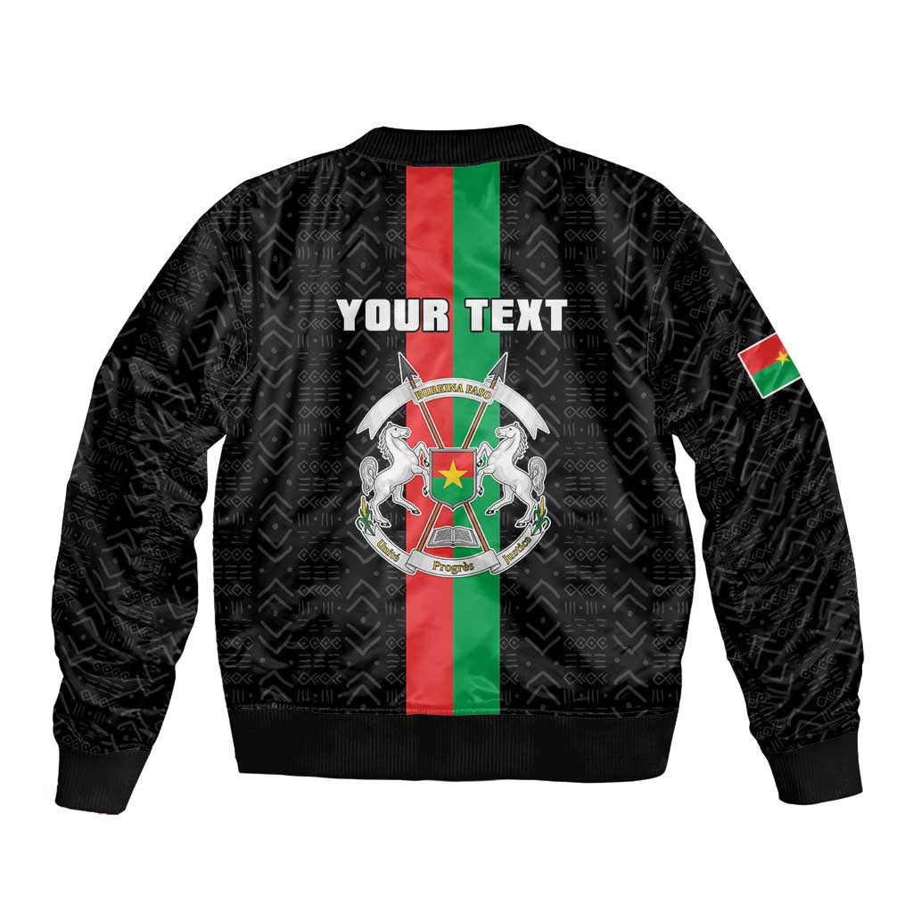 Personalized Burkina Faso Striped Bomber Jacket African Mud Cloth Pattern - Black - Wonder Print Shop