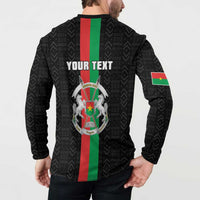 Personalized Burkina Faso Striped Button Sweatshirt African Mud Cloth Pattern - Black - Wonder Print Shop