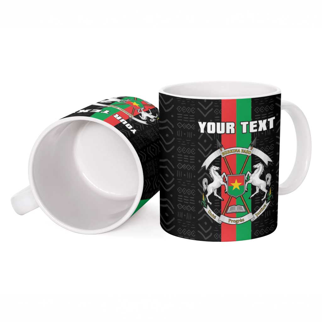Personalized Burkina Faso Striped Ceramic Mug African Mud Cloth Pattern - Black - Wonder Print Shop