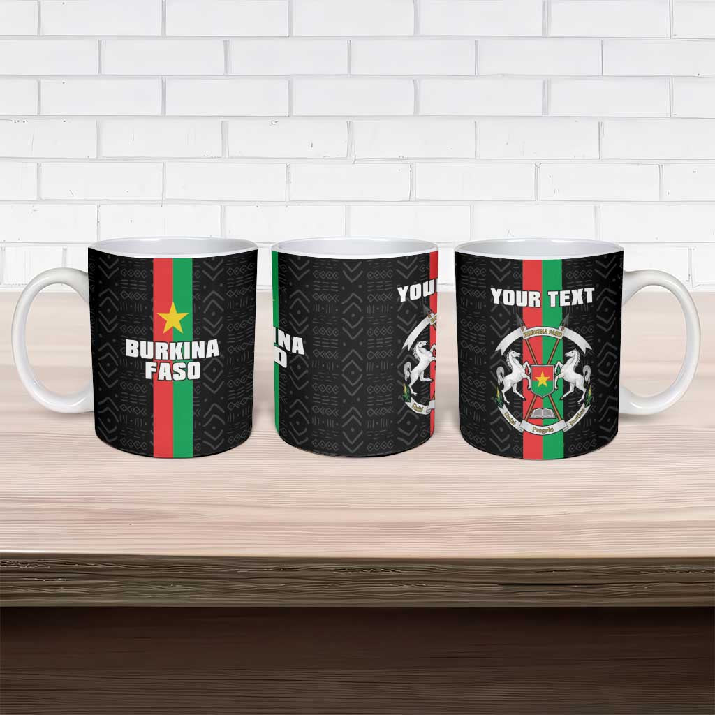 Personalized Burkina Faso Striped Ceramic Mug African Mud Cloth Pattern - Black - Wonder Print Shop