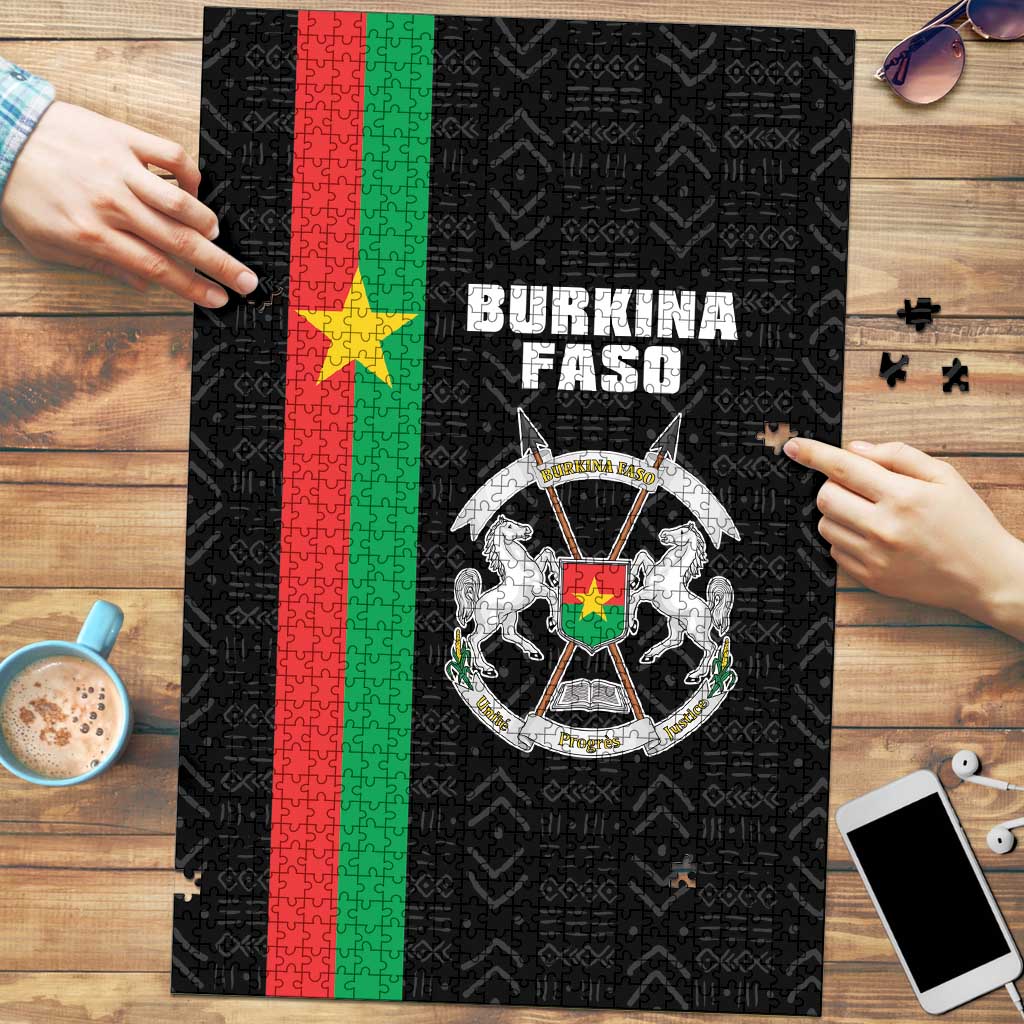 Burkina Faso Striped Puzzle African Mud Cloth Pattern - Black - Wonder Print Shop